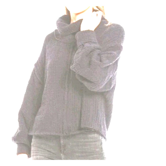 Free People Womens Medium Cowl Neck Sweater Cropped Slouchy By Your Side Gray - Picture 4 of 12